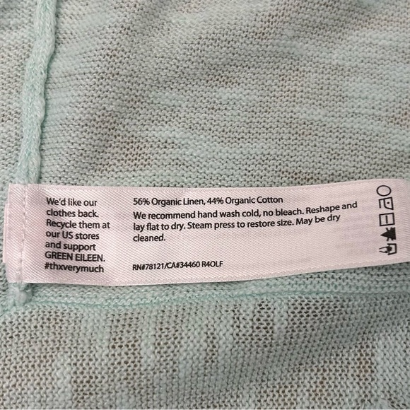 EIlEEN FISHER Seafoam Green Organic Linen Lightweight Open Cardigan Sweater - Picture 6 of 8